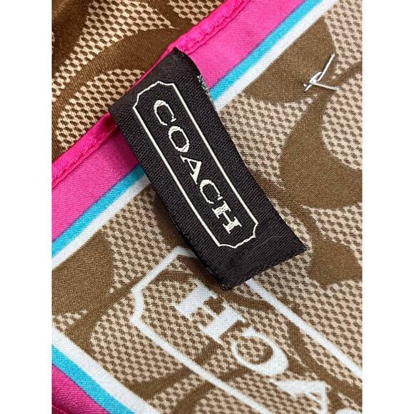 Coach Poppy Butterfly Print 100% Silk Square Scarf Brown / Pink - Picture 4 of 7